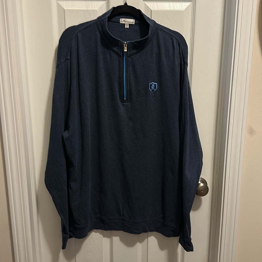 Peter Millar Men's Light Grey Interlock Quarter-Zip - XL Size - 100% Cotton